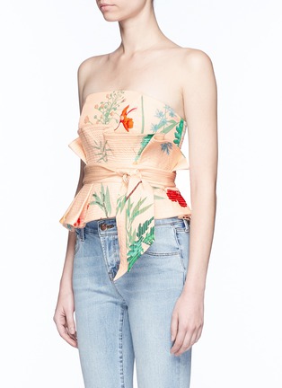 Front View - Click To Enlarge - 73052 - 'Dominica' embellished floral strapless top with obi belt