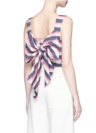 Back View - Click To Enlarge - 73052 - 'Vizcaya' stripe bow back silk shantung top