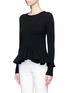 Front View - Click To Enlarge - CO - Ruffle hem wool sweater
