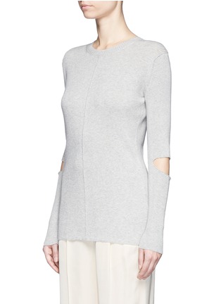 Front View - Click To Enlarge - ADEAM - Cutout elbow rib knit sweater
