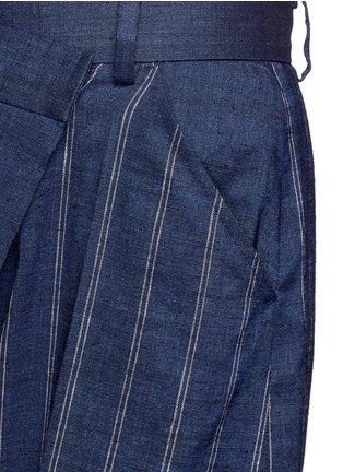 Detail View - Click To Enlarge - ADEAM - Deconstructed stripe wide leg linen blend pants