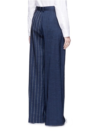Back View - Click To Enlarge - ADEAM - Deconstructed stripe wide leg linen blend pants