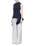 Front View - Click To Enlarge - ADEAM - Asymmetric drape front rib knit top