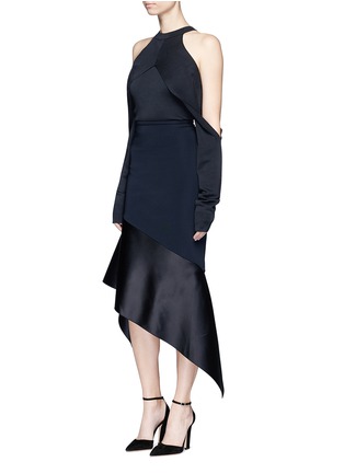 Figure View - Click To Enlarge - DION LEE - Satin asymmetric hem powerstretch trapeze skirt