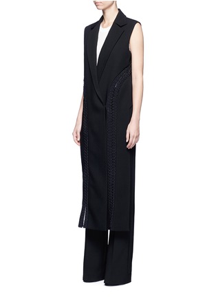Front View - Click To Enlarge - DION LEE - Coil laced wool canvas high-low vest