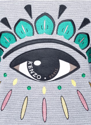 Detail View - Click To Enlarge - KENZO - Eye embroidered wool blend sweater
