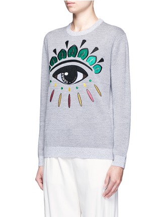 Front View - Click To Enlarge - KENZO - Eye embroidered wool blend sweater