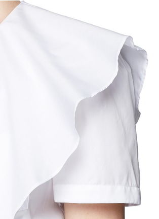 Detail View - Click To Enlarge - 68244 - Ruffle tie front cotton poplin cropped top