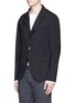 Detail View - Click To Enlarge - ARMANI COLLEZIONI - Detachable velvet front suit jacket