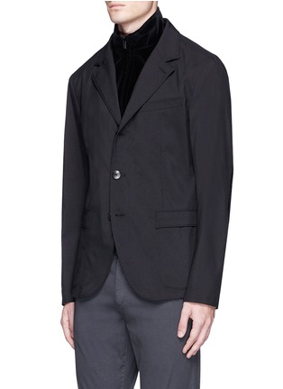 Front View - Click To Enlarge - ARMANI COLLEZIONI - Detachable velvet front suit jacket