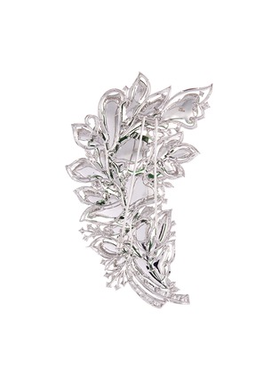 Detail View - Click To Enlarge - LC COLLECTION JADE - Diamond jade 18k gold floral brooch