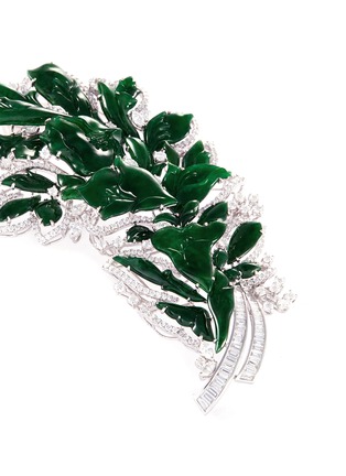 Detail View - Click To Enlarge - LC COLLECTION JADE - Diamond jade 18k gold floral brooch