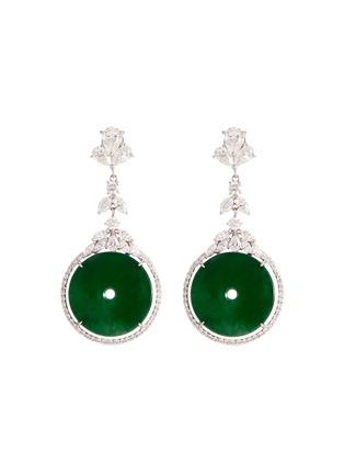 Main View - Click To Enlarge - LC COLLECTION JADE - Diamond jade 18k gold cutout disc drop earrings
