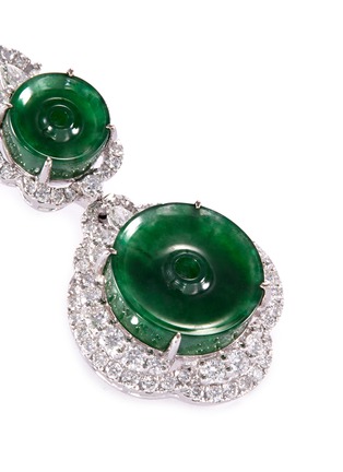 Detail View - Click To Enlarge - LC COLLECTION JADE - Diamond jade 18k gold disc pendant