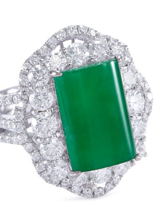 Detail View - Click To Enlarge - LC COLLECTION JADE - Diamond jade 18k gold scallop ring