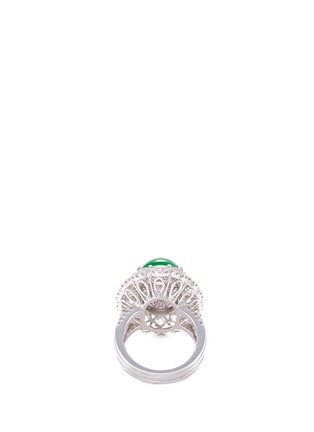 Detail View - Click To Enlarge - LC COLLECTION JADE - Diamond jade 18k gold scallop ring and earrings set