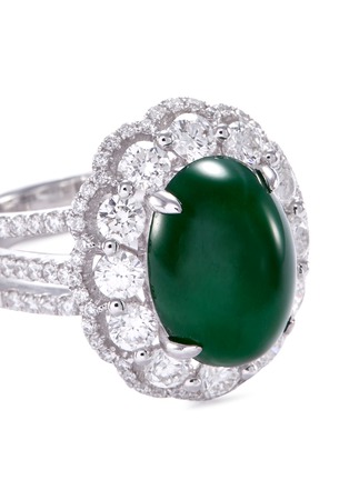 Detail View - Click To Enlarge - LC COLLECTION JADE - Diamond jade 18k gold scalloped ring