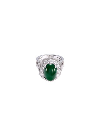 Main View - Click To Enlarge - LC COLLECTION JADE - Diamond jade 18k gold scalloped ring