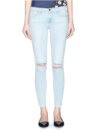 Detail View - Click To Enlarge - FRAME - 'Le Skinny de Jeanne' distressed knee jeans