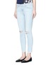 Front View - Click To Enlarge - FRAME - 'Le Skinny de Jeanne' distressed knee jeans