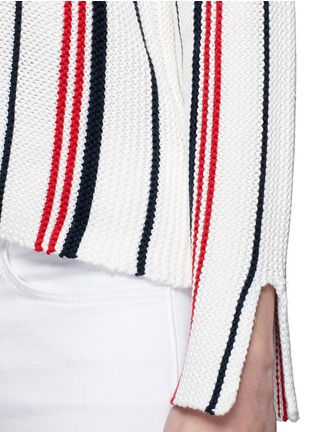 Detail View - Click To Enlarge - FRAME - 'Le Cropped' split sleeve stripe cotton sweater