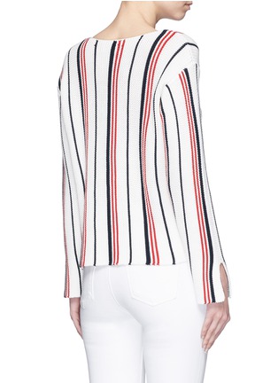 Back View - Click To Enlarge - FRAME - 'Le Cropped' split sleeve stripe cotton sweater