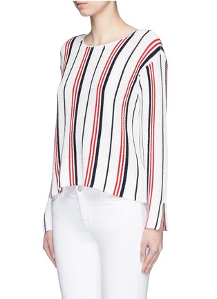 Front View - Click To Enlarge - FRAME - 'Le Cropped' split sleeve stripe cotton sweater