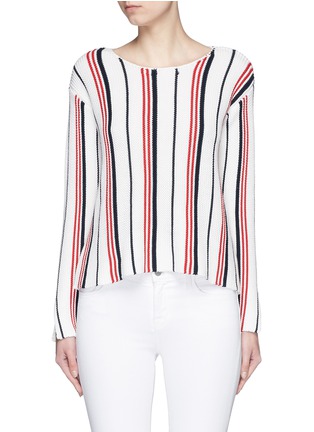 Main View - Click To Enlarge - FRAME - 'Le Cropped' split sleeve stripe cotton sweater