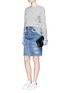Figure View - Click To Enlarge - FORTE COUTURE - 'Longuette Le Bon' faux pearl chain distressed skirt