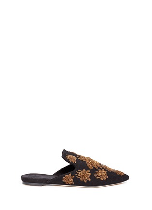 Main View - Click To Enlarge - SANAYI 313 - 'Ragno' metallic floral embroidery canvas slippers