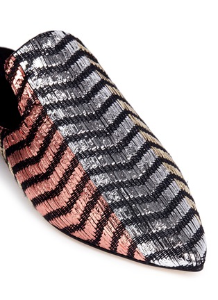 Detail View - Click To Enlarge - SANAYI 313 - 'Disco' chevron stripe metallic raffia slippers
