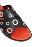 Detail View - Click To Enlarge - PROENZA SCHOULER - Variegated grommet crisscross leather slide sandals