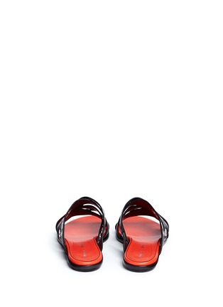 Back View - Click To Enlarge - PROENZA SCHOULER - Variegated grommet crisscross leather slide sandals