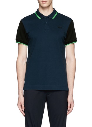 Main View - Click To Enlarge - MC Q - Contrast sleeve cotton piqué polo shirt