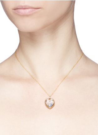 Detail View - Click To Enlarge - LOQUET LONDON - 14k yellow gold rock crystal heart locket - Medium 18mm