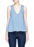 Main View - Click To Enlarge - 72723 - Cutout back frayed flare denim top