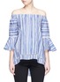 Main View - Click To Enlarge - 72723 - Washed stripe print cotton off-shoulder top