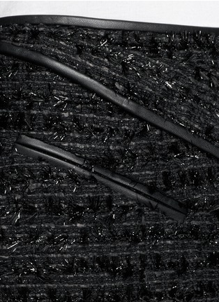 Detail View - Click To Enlarge - ERDEM - Leather-trim lurex tweed skirt