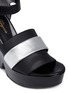 Detail View - Click To Enlarge - CLERGERIE - 'Dobert' metallic leather band wedge sandals