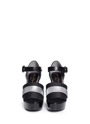 Figure View - Click To Enlarge - CLERGERIE - 'Dobert' metallic leather band wedge sandals