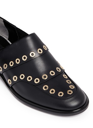 Detail View - Click To Enlarge - CLERGERIE - 'Jordak' grommet leather court shoes
