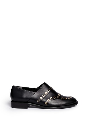 Main View - Click To Enlarge - CLERGERIE - 'Jordak' grommet leather court shoes