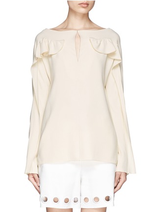 Main View - Click To Enlarge - CHLOÉ - Ruffle trim textured cady blouse 