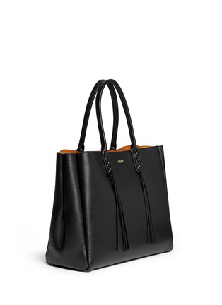 Front View - Click To Enlarge - LANVIN - 'Shopper' lace up tassel leather tote