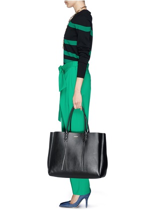 Figure View - Click To Enlarge - LANVIN - 'Shopper' lace up tassel leather tote