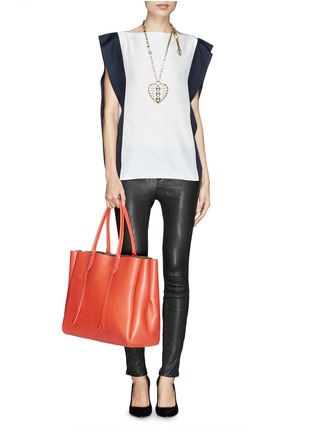 Figure View - Click To Enlarge - LANVIN - 'Shopper' lace up tassel leather tote