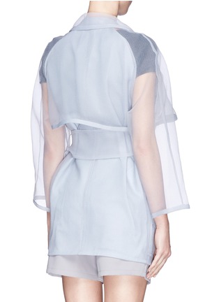 Back View - Click To Enlarge - ARMANI COLLEZIONI - Sheer cloqué silk organdy trench coat
