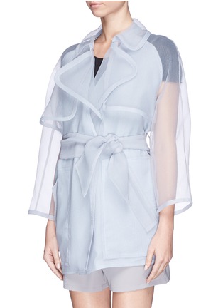 Front View - Click To Enlarge - ARMANI COLLEZIONI - Sheer cloqué silk organdy trench coat
