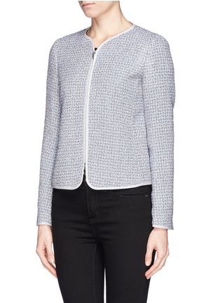 Front View - Click To Enlarge - ARMANI COLLEZIONI - Collarless bouclé tweed jacket