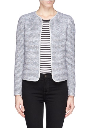 Main View - Click To Enlarge - ARMANI COLLEZIONI - Collarless bouclé tweed jacket